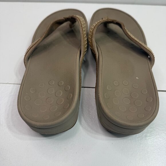 Vionic Womens Size 9 Brown Platform Sandals Bronze Studded Straps - Picture 5 of 9